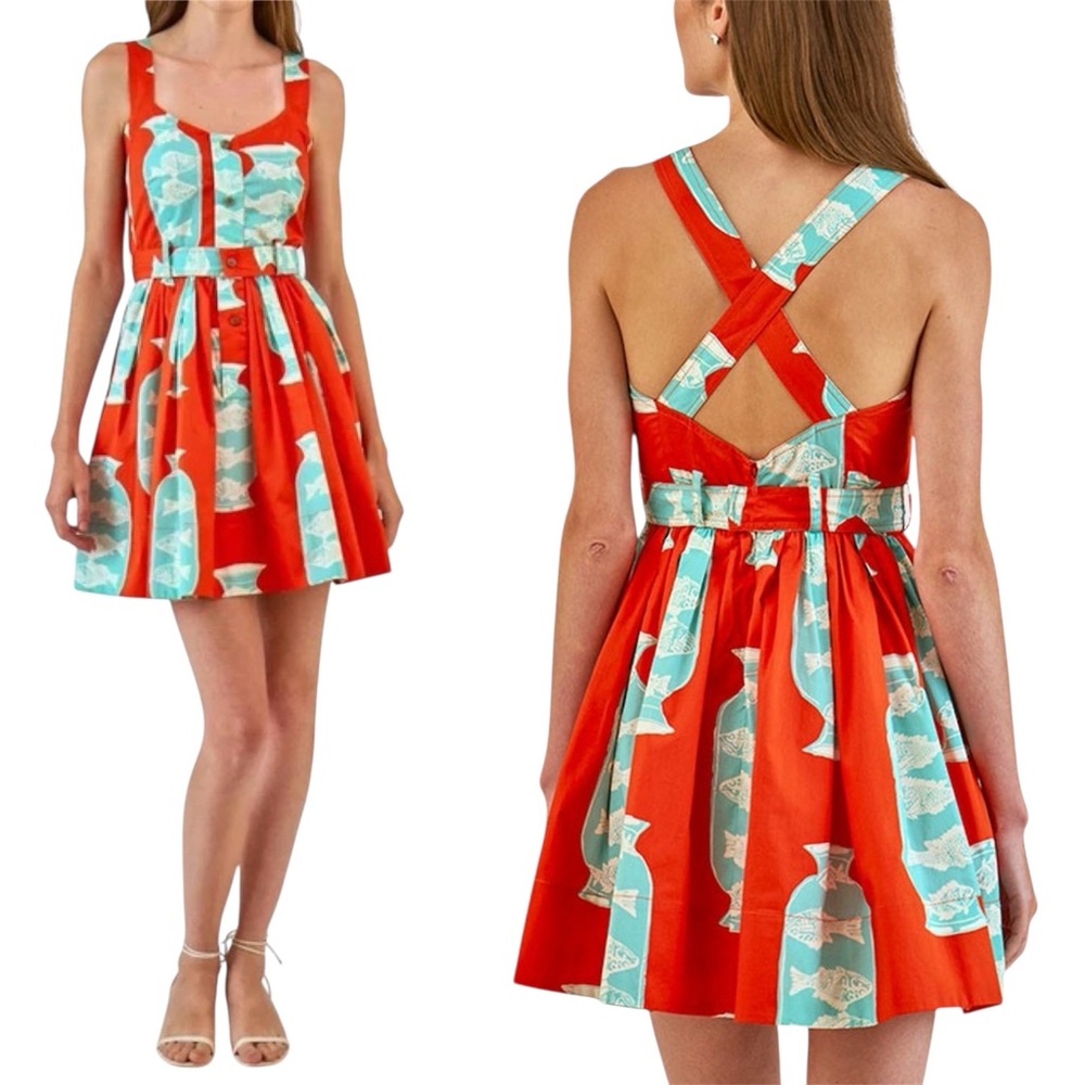 Hunter Bell Eileen Mini Dress in Herring Red Size 4 NWT - Picture 2 of 15